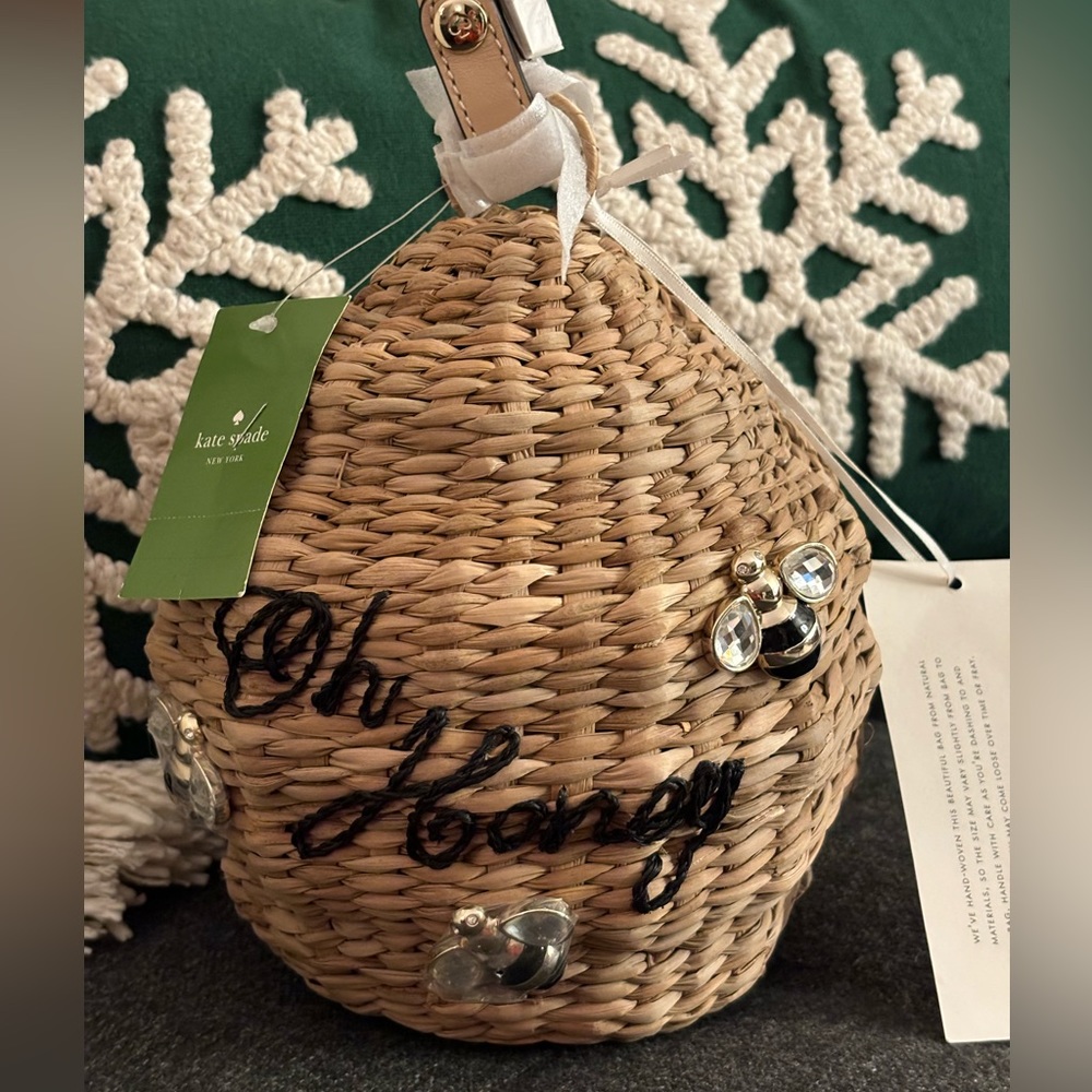 SOLD - NWT KATE SPADE Oh HONEY 🐝 Pot Wicker Purse - Picture 3 of 10